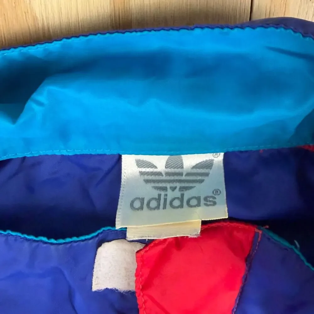 Vintage 90s Adidas Colorblock Windbreaker Festival Jacket – Red/Blue– Men’s XL
